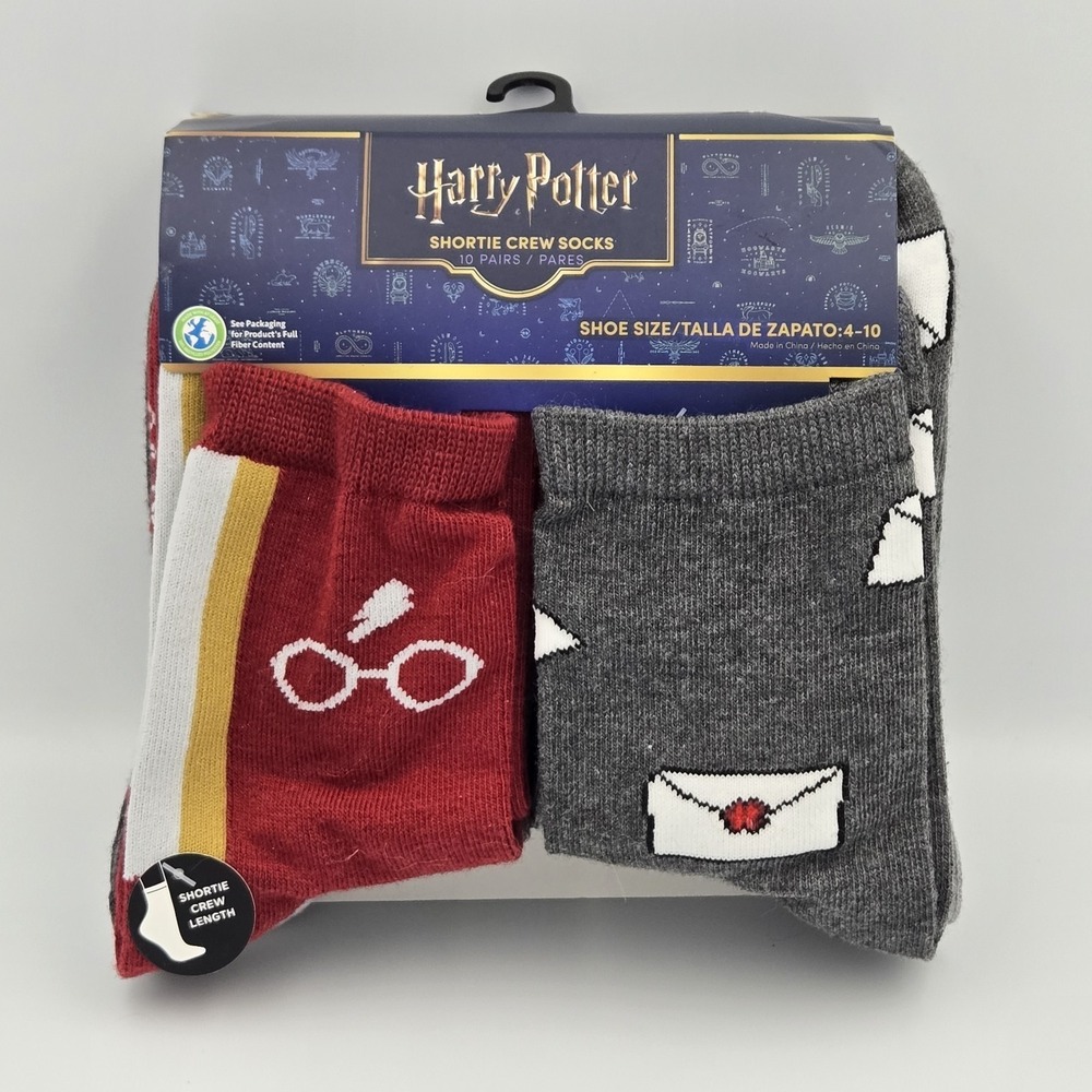 HARRY POTTER CHARACTER  10 PAIRS SHORTY CREW SOCKS Size 4-10  LICENSED NEW